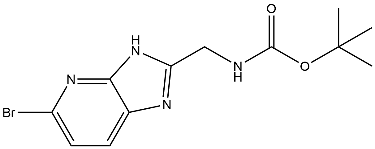 (5-溴-3H-咪唑并[4,5-B]吡啶-2-基)甲基氨基甲酸叔丁酯 结构式