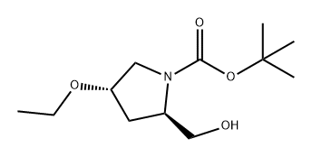 (2R,4S)-4-乙氧基-2-(羟甲基)吡咯烷-1-羧酸叔丁酯 结构式