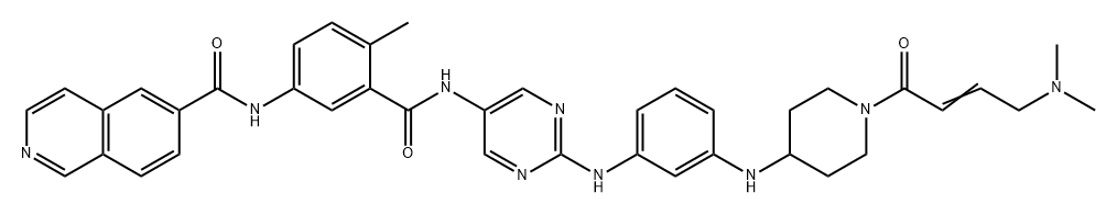 6-Isoquinolinecarboxamide, N-[3-[[[2-[[3-[[1-[4-(dimethylamino)-1-oxo-2-buten-1-yl]-4-piperidinyl]amino]phenyl]amino]-5-pyrimidinyl]amino]carbonyl]-4-methylphenyl]- 结构式