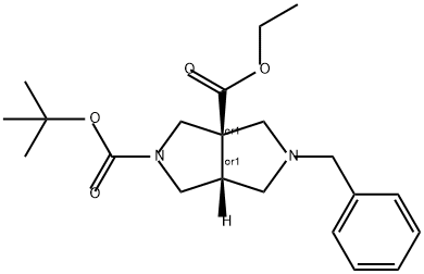 REL-(3AS,6AS)-5-苄基四氢吡咯并[3,4-C]吡咯-2,3A(1H,3H)-二羧酸叔丁酯乙酯 结构式