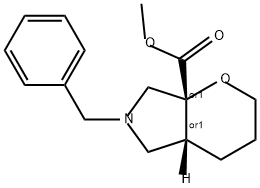 REL-(4AS,7AS)-6-苄基六氢吡喃并[2,3-C]吡咯-7A(2H)-羧酸甲酯 结构式