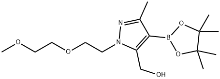 (1-(2-(2-甲氧基乙氧基)乙基)-3-甲基-4-(4,4,5,5-四甲基-1,3,2-二氧硼杂环戊烷-2-基)-1H-吡唑-5-基)甲醇 结构式