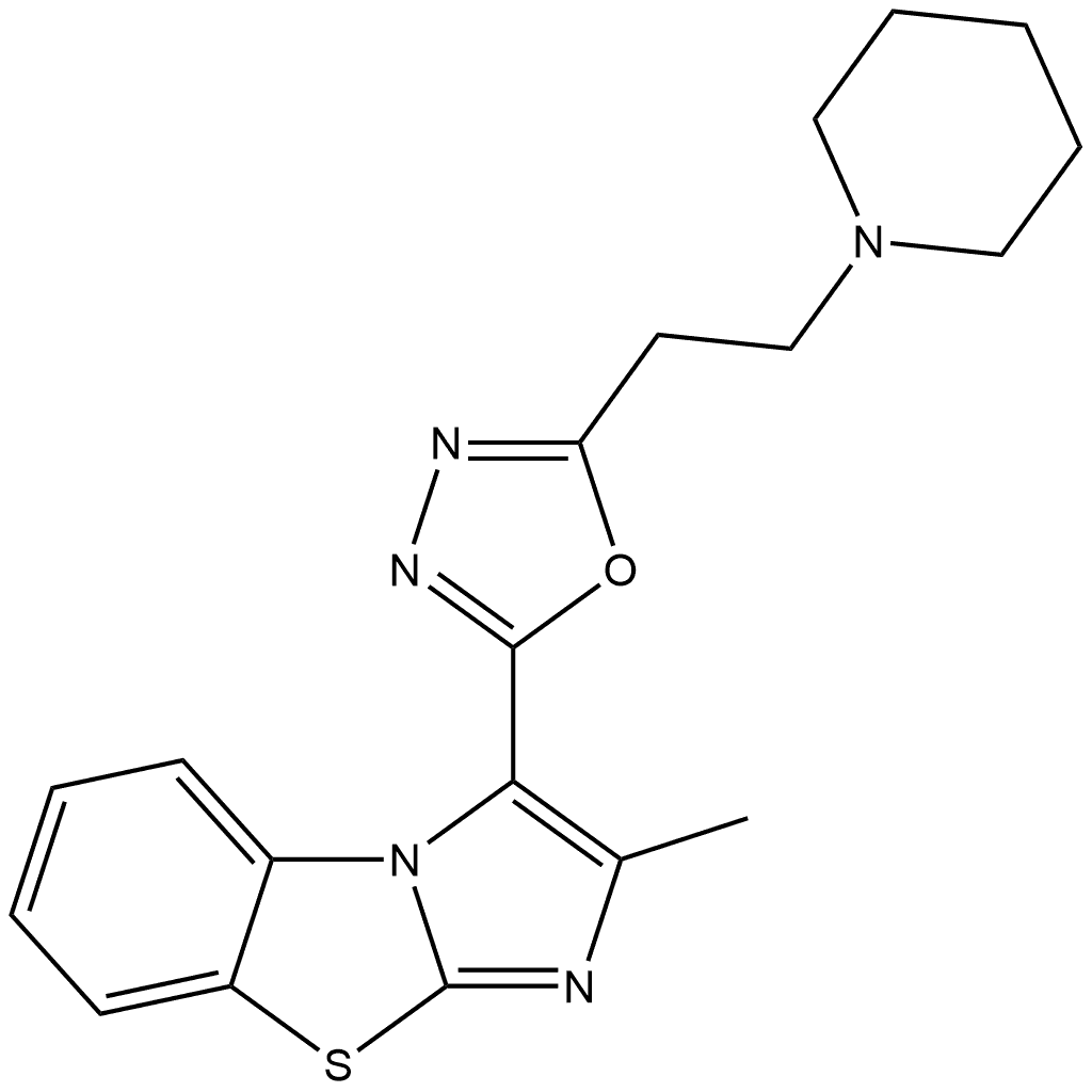 2-Methyl-3-[5-[2-(1-piperidinyl)ethyl]-1,3,4-oxadiazol-2-yl]imidazo[2,1-b]benzothiazole 结构式