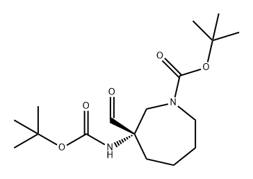 叔丁基(S)-3-((叔丁氧羰基)氨基)-3-甲酰泽烷-1-羧酸酯 结构式