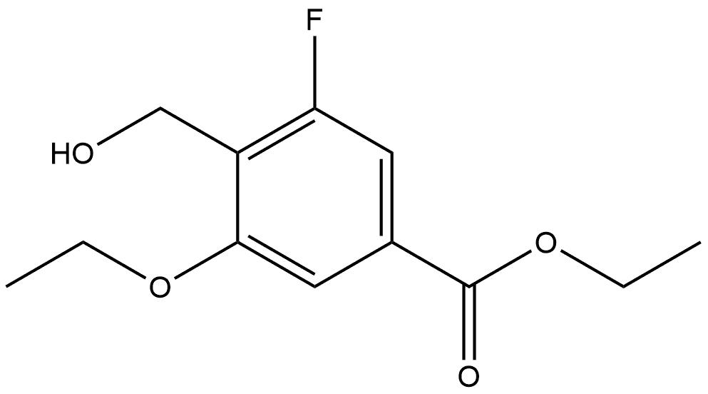 Ethyl 3-ethoxy-5-fluoro-4-(hydroxymethyl)benzoate 结构式