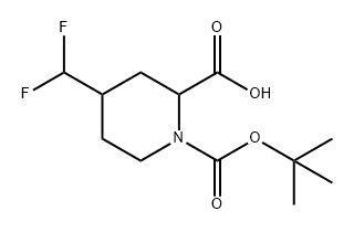 1-(叔丁氧基羰基)-4-(二氟甲基)哌啶-2-羧酸 结构式