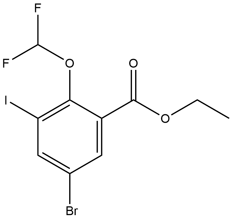 Ethyl 5-bromo-2-(difluoromethoxy)-3-iodobenzoate 结构式