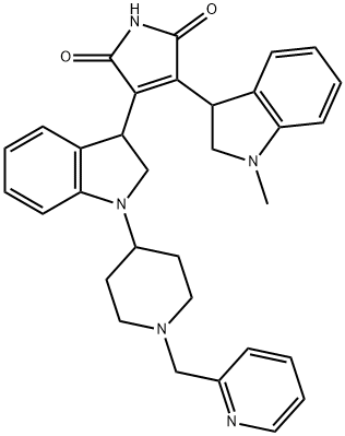 3-(2,3-Dihydro-1-methyl-1H-indol-3-yl)-4-[2,3-dihydro-1-[1-(2-pyridinylmethyl)-4-piperidinyl]-1H-indol-3-yl]-1H-pyrrole-2,5-dione 结构式