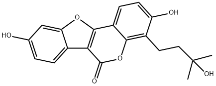 3,9-二羟基-4-(3-羟基-3-甲基丁基)-6H-苯并呋喃并 [3,2-C] 色烯-6-酮 结构式