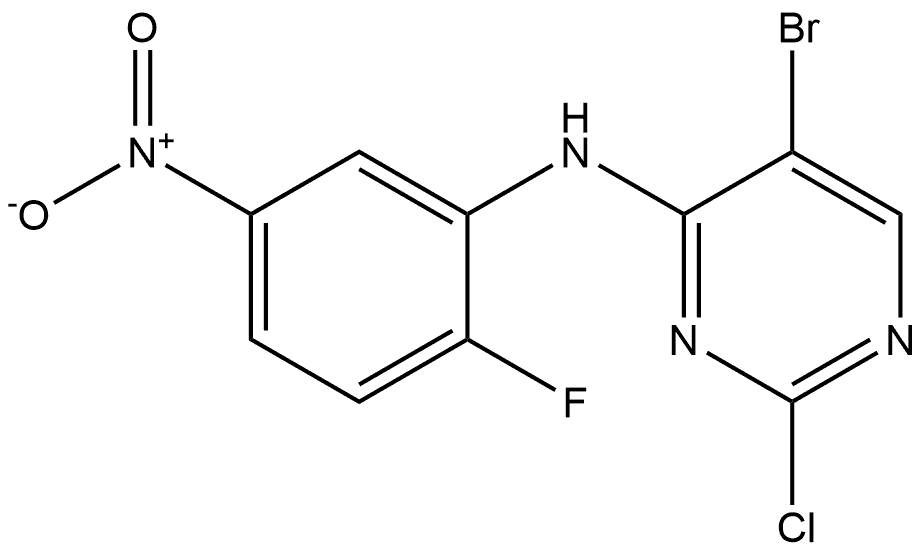 5-溴-2-氯-N-(2-氟-5-硝基苯基)嘧啶-4-胺 结构式