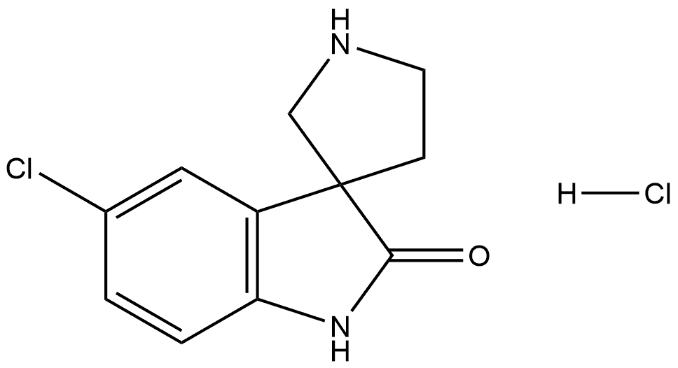 5-氯螺[吲哚啉-3,3'-吡咯烷]-2-酮盐酸盐 结构式