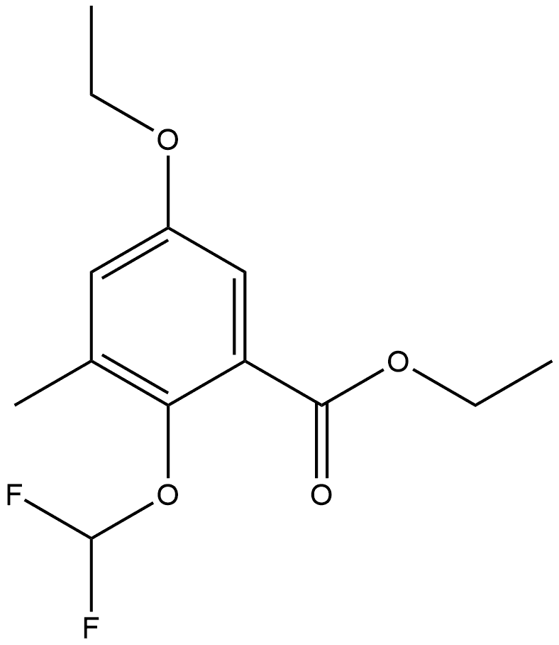 Ethyl 2-(difluoromethoxy)-5-ethoxy-3-methylbenzoate 结构式