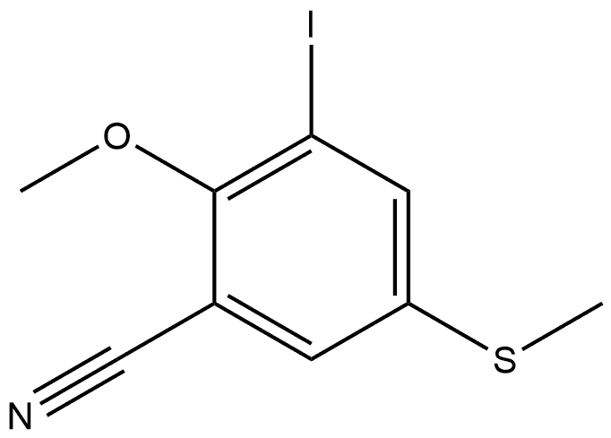 3-Iodo-2-methoxy-5-(methylthio)benzonitrile 结构式