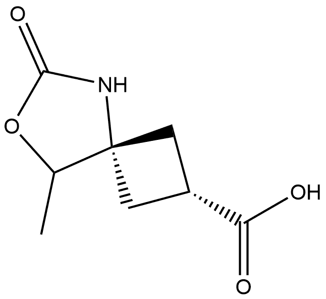 (2S,4S)-8-甲基-6-氧代-7-氧杂-5-氮杂螺[3.4]辛烷-2-羧酸 结构式