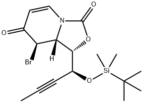 3H-Oxazolo[3,4-a]pyridine-3,7(1H)-dione, 8-bromo-1-[(1S)-1-[[(1,1-dimethylethyl)dimethylsilyl]oxy]-2-butyn-1-yl]-8,8a-dihydro-, (1S,8R,8aR)- 结构式