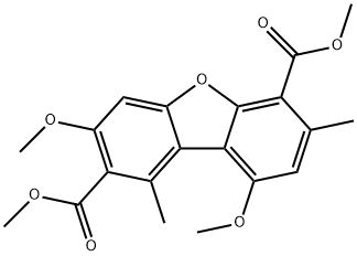 2,6-Dibenzofurandicarboxylic acid, 3,9-dimethoxy-1,7-dimethyl-, 2,6-dimethyl ester 结构式