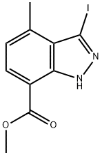 3-碘-4-甲基1H-吲唑-7-羧酸甲酯 结构式