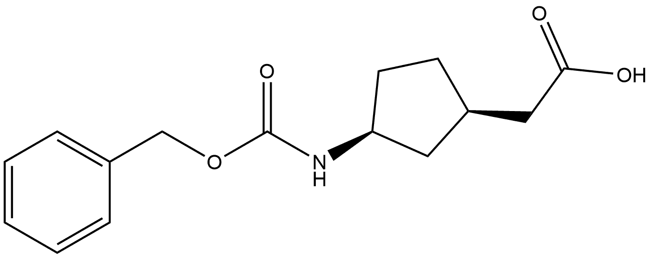 rel-(1R,3S)-3-[[(Phenylmethoxy)carbonyl] amino]cyclopentaneacetic acid 结构式