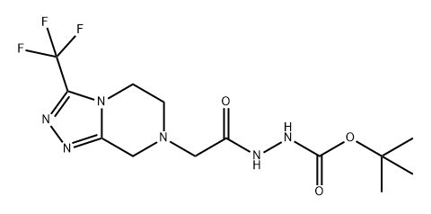 Hydrazinecarboxylic acid, 2-[2-[5,6-dihydro-3-(trifluoromethyl)-1,2,4-triazolo[4,3-a]pyrazin-7(8H)-yl]acetyl]-, 1,1-dimethylethyl ester 结构式