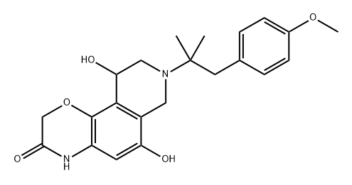 2H-Pyrido[3,4-h]-1,4-benzoxazin-3(4H)-one, 7,8,9,10-tetrahydro-6,10-dihydroxy-8-[2-(4-methoxyphenyl)-1,1-dimethylethyl]- 结构式