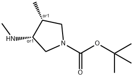 REL-(3R,4R)-叔丁基3-甲基-4-(甲基氨基)吡咯烷-1-羧酸酯 结构式