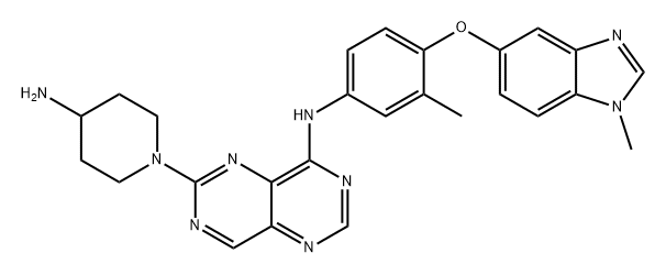 PYRIMIDO[5,4-D]PYRIMIDIN-4-AMINE, 6-(4-AMINO-1-PIPERIDINYL)-N-[3-METHYL-4-[(1-METHYL-1H-BENZIMIDAZOL-5-YL)OXY]PHENYL]- 结构式