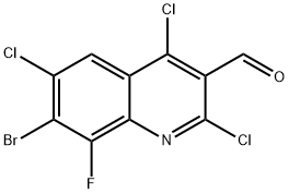 7-溴-2,4,6-三氯-8-氟喹啉-3-甲醛 结构式