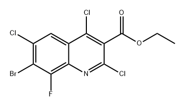 7-溴-2,4,6-三氯-8-氟喹啉-3-羧酸乙酯 结构式