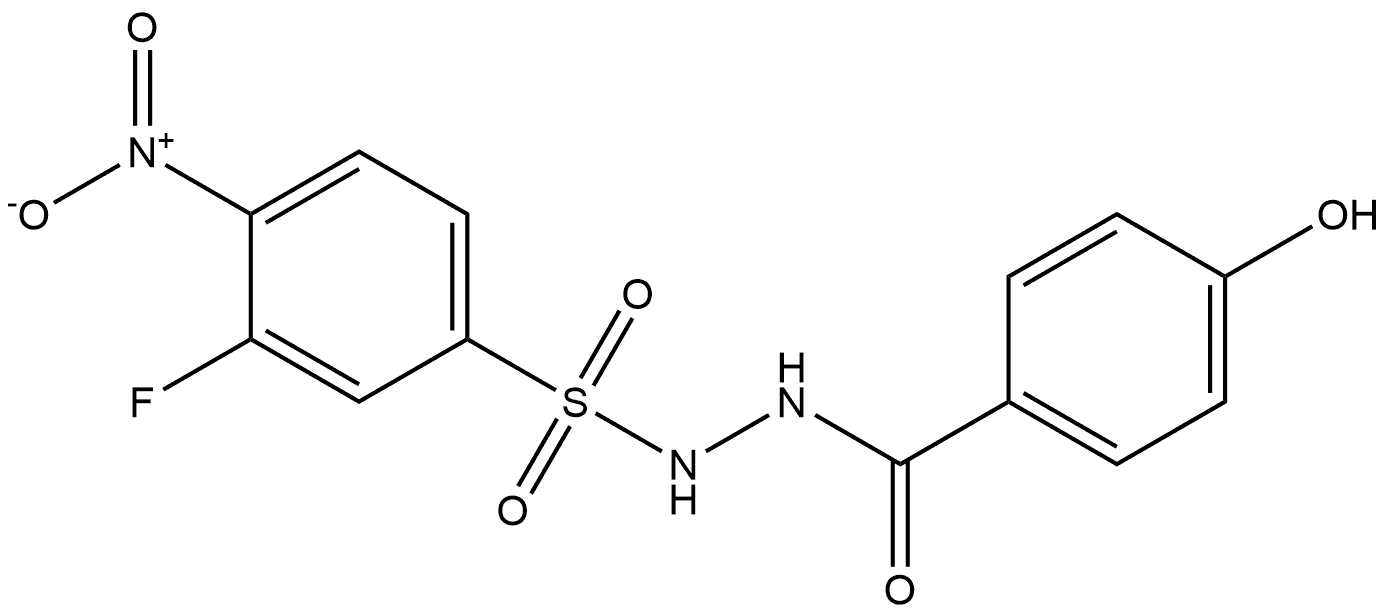 3-fluoro-N'-(4-hydroxybenzoyl)-4-nitrobenzenesulfonohydrazide 结构式