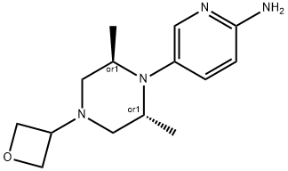 2-Pyridinamine, 5-[(2R,6R)-2,6-dimethyl-4-(3-oxetanyl)-1-piperazinyl]-, rel- 结构式