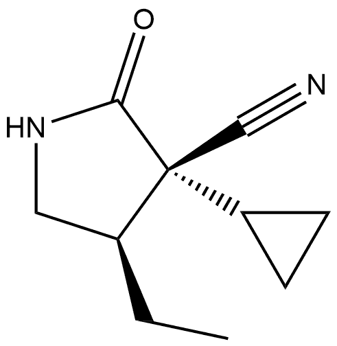 (3S,4S)-3-环丙基-4-乙基-2-氧代-吡咯烷-3-腈 结构式