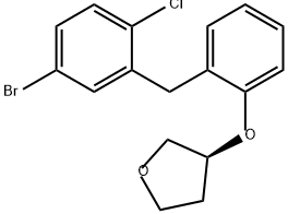 FURAN, 3-[2-[(5-BROMO-2-CHLOROPHENYL)METHYL]PHENOXY]TETRAHYDRO-, (3S)- 结构式