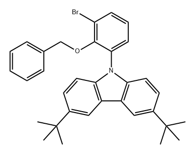 9-(2-(苄氧基)-3-溴苯基)-3,6-二叔丁基-9H-咔唑 结构式