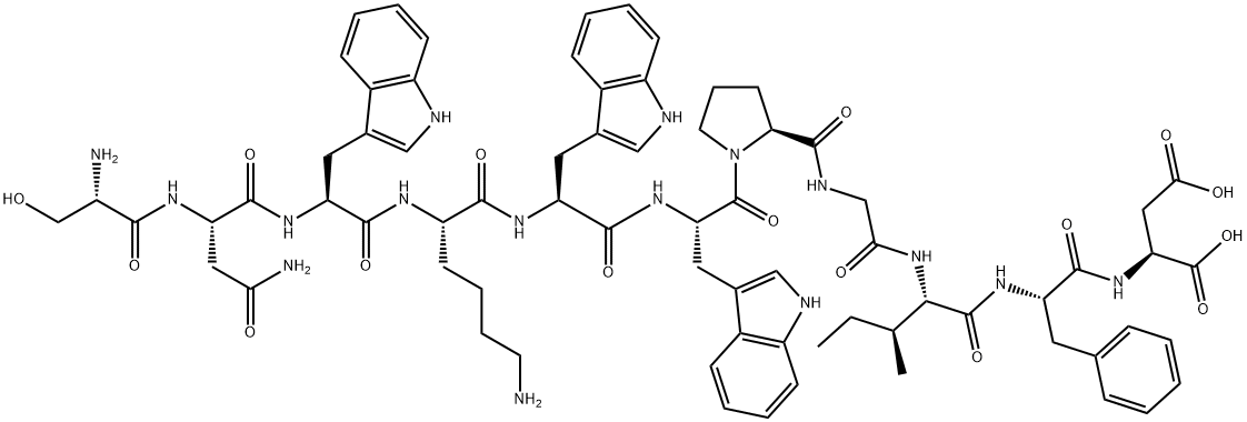 L-Aspartic acid, L-seryl-L-asparaginyl-L-tryptophyl-L-lysyl-L-tryptophyl-L-tryptophyl-L-prolylglycyl-L-isoleucyl-L-phenylalanyl- 结构式