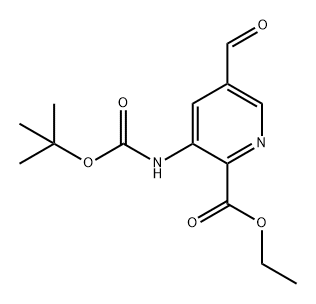 3-((叔丁氧基羰基)氨基)-5-甲酰基吡啶甲酸乙酯 结构式