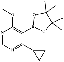 (4-环丙基-6-甲氧基嘧啶-5-基)硼酸频那醇酯 结构式