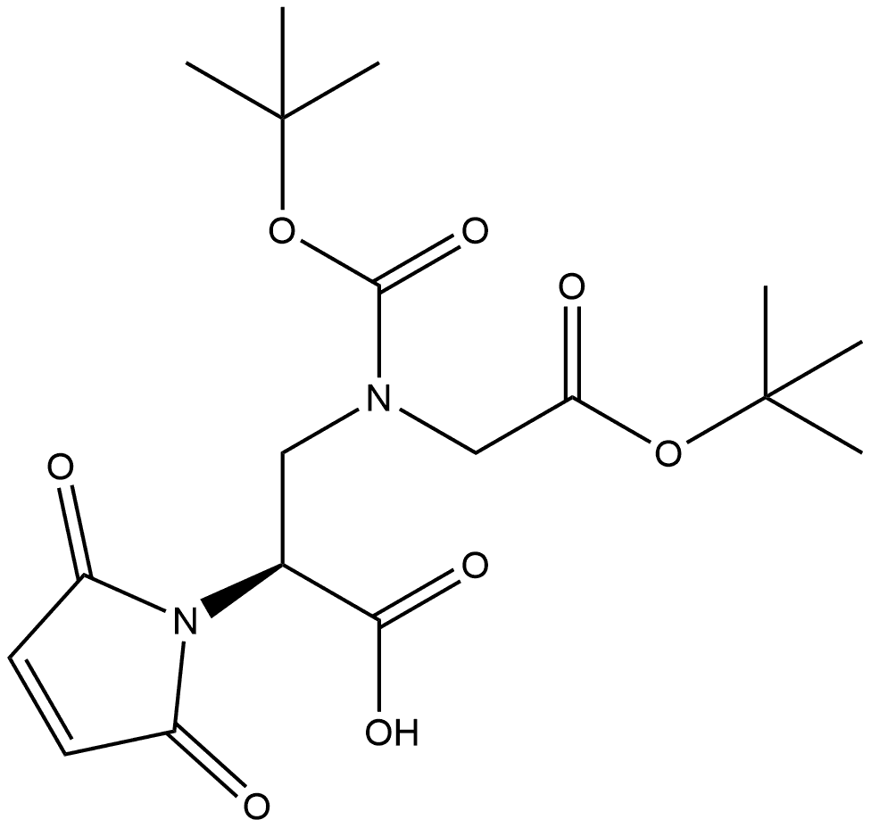 1H-Pyrrole-1-acetic acid, α-[[[(1,1-dimethylethoxy)carbonyl][2-(1,1-dimethylethoxy)-2-oxoethyl]amino]methyl]-2,5-dihydro-2,5-dioxo-, (αS)- 结构式