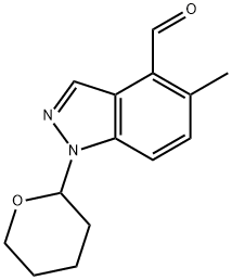 5-甲基-1-(四氢-2H-吡喃-2-基)-1H-吲唑-4-甲醛 结构式