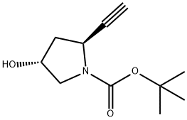 (2S,4R)-2-乙炔基-4-羟基吡咯烷-1-羧酸叔丁酯 结构式