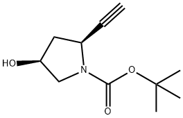 (2S,4S)-2-乙炔基-4-羟基吡咯烷-1-羧酸叔丁酯 结构式