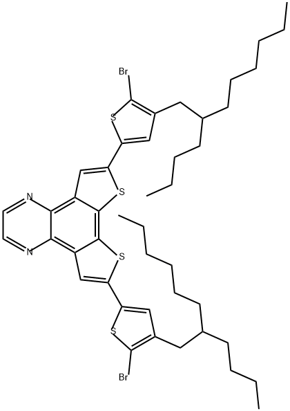 二噻吩并[3,2-F:2',3'-H]喹喔啉,6,9-双[5-溴-4-(2-丁基辛基)-2-噻吩基]- 结构式