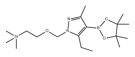 5-乙基-3-甲基-4-(4,4,5,5-四甲基-1,3,2-二氧硼杂环戊烷-2-基)-1-((2-(三甲基甲硅烷基)乙氧基)甲基)-1H- 吡唑 结构式