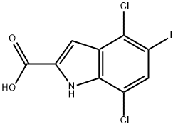 4,7-二氯-5-氟-1H-吲哚-2-羧酸 结构式