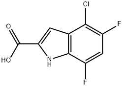 4-氯-5,7-二氟-1H-吲哚-2-羧酸 结构式