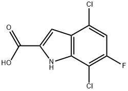 4,7-二氯-6-氟-1H-吲哚-2-羧酸 结构式