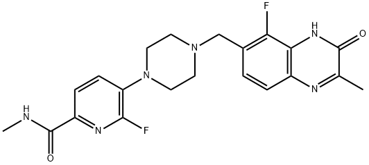 2-Pyridinecarboxamide, 6-fluoro-5-[4-[(5-fluoro-3,4-dihydro-2-methyl-3-oxo-6-quinoxalinyl)methyl]-1-piperazinyl]-N-methyl-