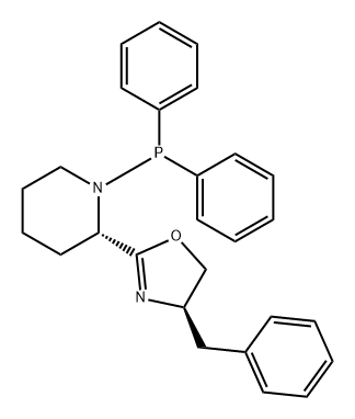 (R)-4-苄基-2-((S)-1-(二苯基膦基)哌啶-2-基)-4,5-二氢恶唑 结构式