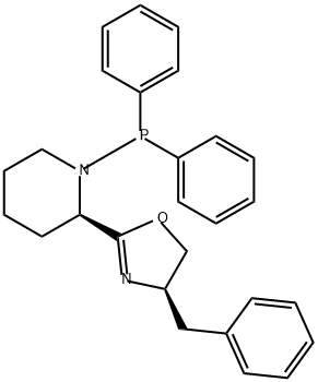 (R)-4-苄基-2-((R)-1-(二苯基膦基)哌啶-2-基)-4,5-二氢恶唑 结构式