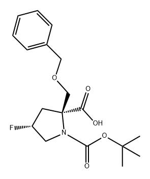 (2S,4R)-2-((苄氧基)甲基)-1-(叔丁氧基羰基)-4-氟吡咯烷-2-羧酸 结构式