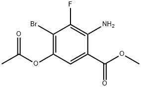 5-乙酰氧基-2-氨基-4-溴-3-氟苯甲酸甲酯 结构式